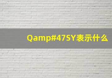 Q/SY表示什么