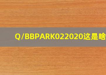 Q/BBPARK022020这是啥标准