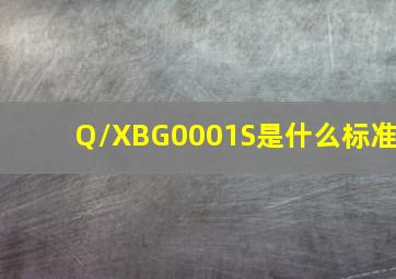 Q/XBG0001S是什么标准