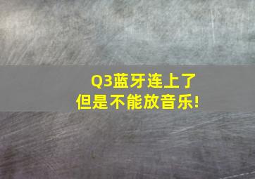 Q3蓝牙连上了但是不能放音乐!