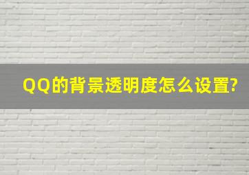 QQ的背景透明度怎么设置?