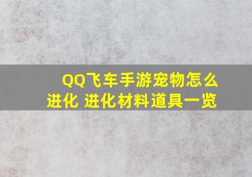 QQ飞车手游宠物怎么进化 进化材料道具一览