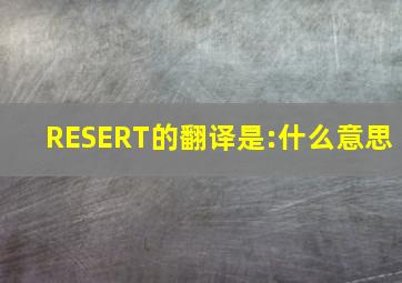 RESERT的翻译是:什么意思