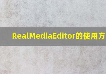 RealMediaEditor的使用方法?