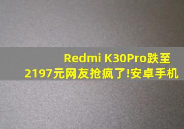 Redmi K30Pro跌至2197元,网友抢疯了!安卓手机