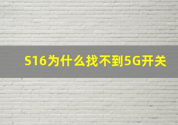 S16为什么找不到5G开关(