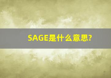 SAGE是什么意思?