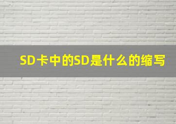 SD卡中的SD是什么的缩写