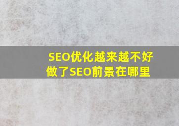 SEO优化越来越不好做了,SEO前景在哪里 