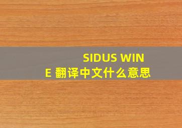 SIDUS WINE 翻译中文什么意思