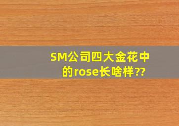 SM公司四大金花中的rose长啥样??