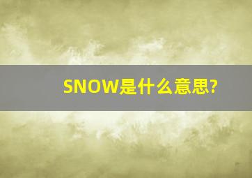 SNOW是什么意思?