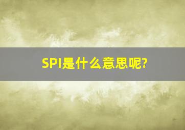 SPI是什么意思呢?