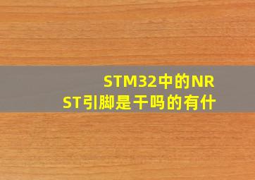 STM32中的NRST引脚是干吗的,有什
