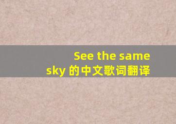 See the same sky 的中文歌词翻译