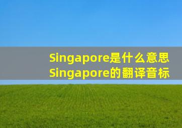 Singapore是什么意思Singapore的翻译音标