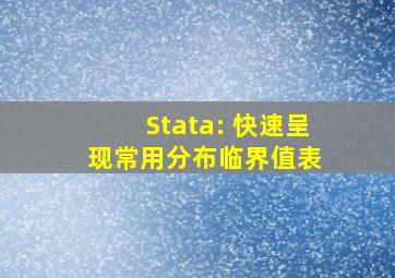 Stata: 快速呈现常用分布临界值表 