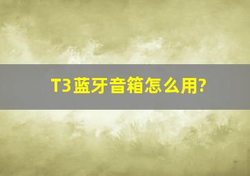 T3蓝牙音箱怎么用?