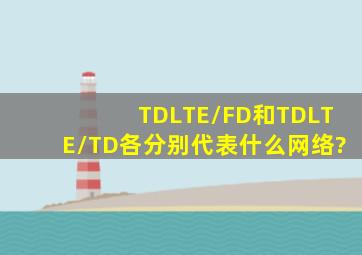 TDLTE/FD和TDLTE/TD各分别代表什么网络?