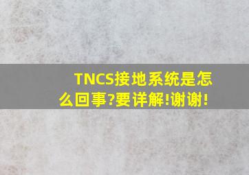 TNCS接地系统是怎么回事?要详解!谢谢!