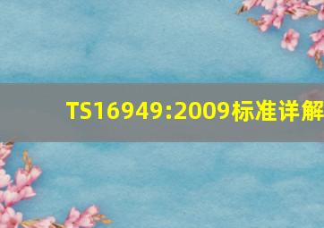 TS16949:2009标准详解
