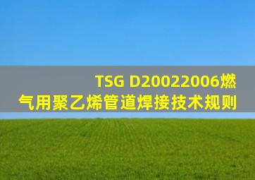 TSG D20022006《燃气用聚乙烯管道焊接技术规则》 