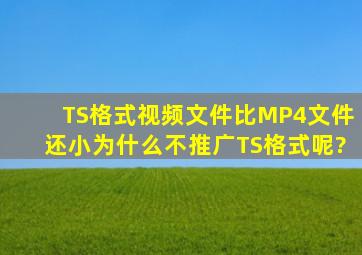 TS格式视频文件比MP4文件还小,为什么不推广TS格式呢?