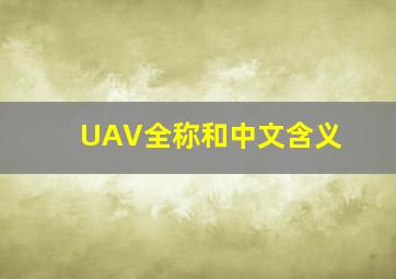 UAV全称和中文含义