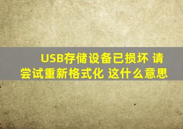 USB存储设备已损坏 请尝试重新格式化 这什么意思