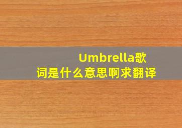 Umbrella歌词是什么意思啊,求翻译