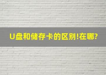 U盘和储存卡的区别!在哪?