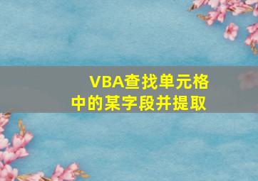 VBA查找单元格中的某字段并提取