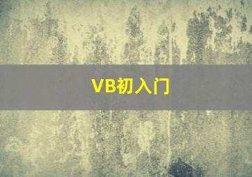 VB初入门