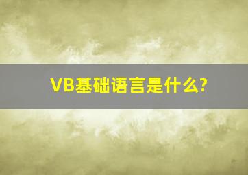 VB基础语言是什么?