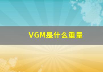 VGM是什么重量