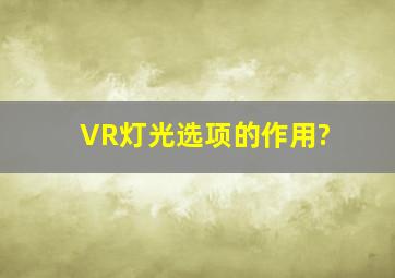 VR灯光选项的作用?