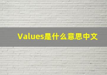 Values是什么意思中文