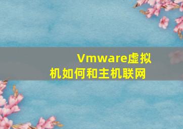 Vmware虚拟机如何和主机联网