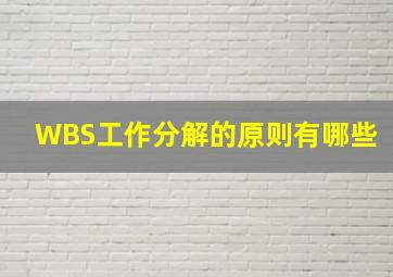 WBS工作分解的原则有哪些(