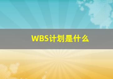 WBS计划是什么