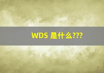 WDS 是什么???