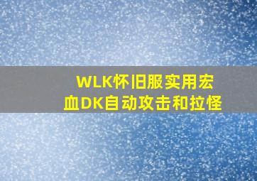 WLK怀旧服实用宏 血DK自动攻击和拉怪