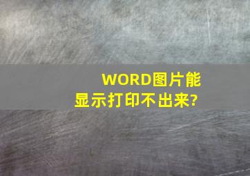 WORD图片能显示打印不出来?