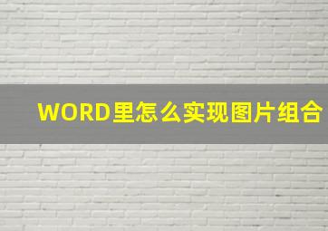 WORD里怎么实现图片组合