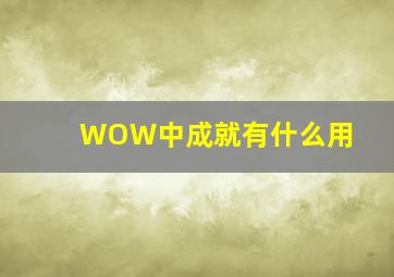 WOW中成就有什么用