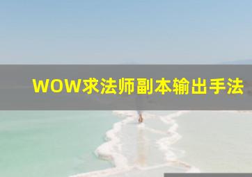 WOW求法师副本输出手法。