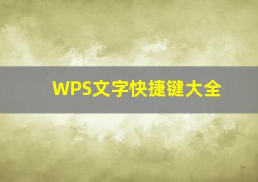 WPS文字快捷键大全