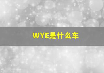 WYE是什么车