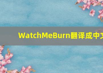 WatchMeBurn翻译成中文