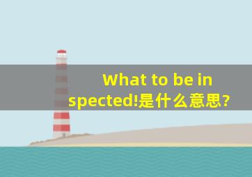 What, to be inspected!是什么意思?